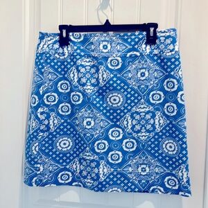 Talbots A Line Straight Skirt‎ 
Lined Blue White Floral 
Size 8 beach vacation